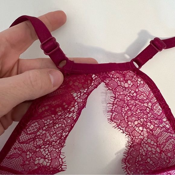 Victoria’s Secret The T-Shirt Lightly Lined Wireless Bra Lace Back Raspberry - Picture 8 of 11